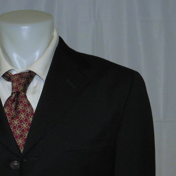 Istante by Versace Vintage Solid Black Four Metal Button Sport Coat 38R - Picture 1 of 12